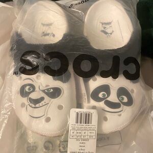 CROCS White and Black Panda Graphic Clogs